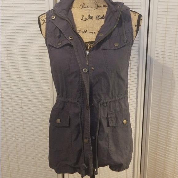 MUDD Blue Hooded Utility Vest - Picture 1 of 3